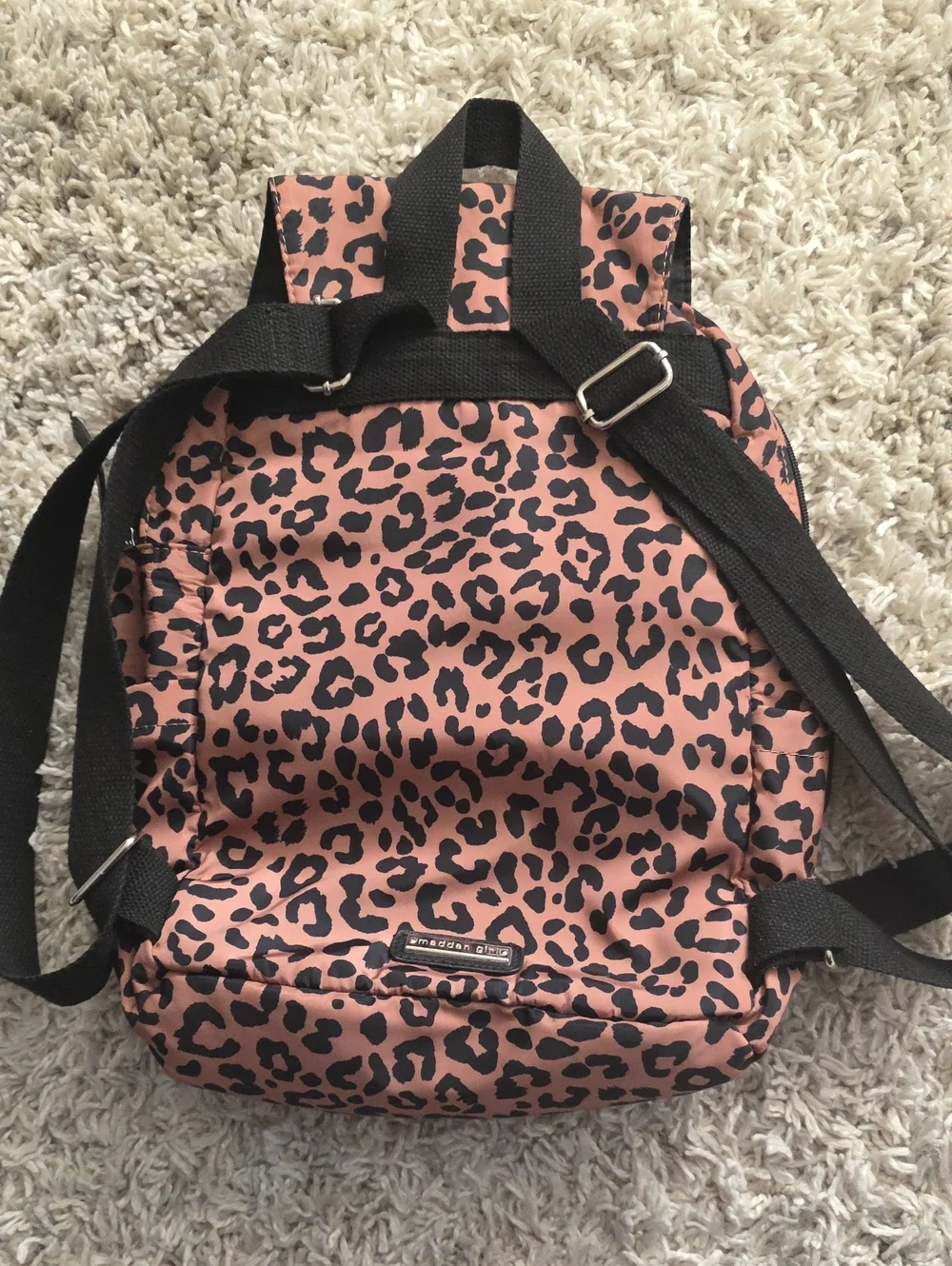 Madden Girl Proper Flap Nylon Backpack In Leopard